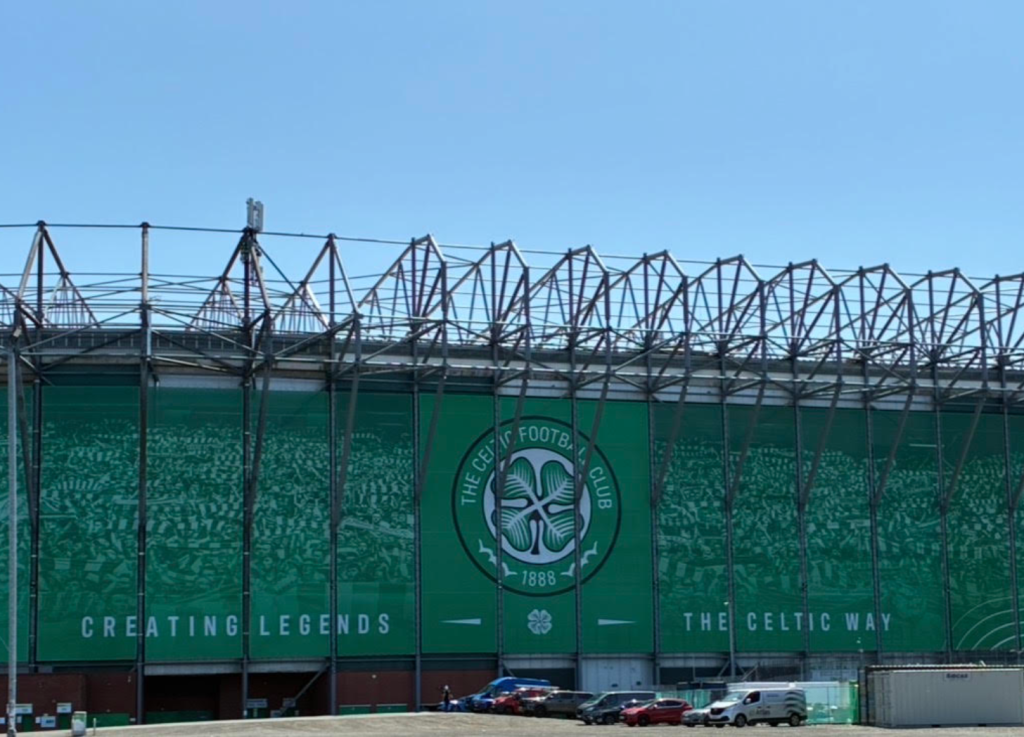 side of celtic park with carpark