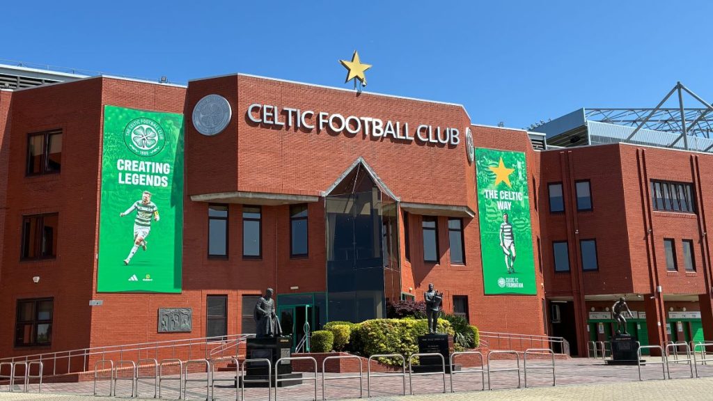 outside Celtic Park in ahead of celtic vs hearts